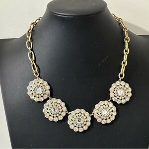J.Crew gold tone rhinestone crystal statement necklace